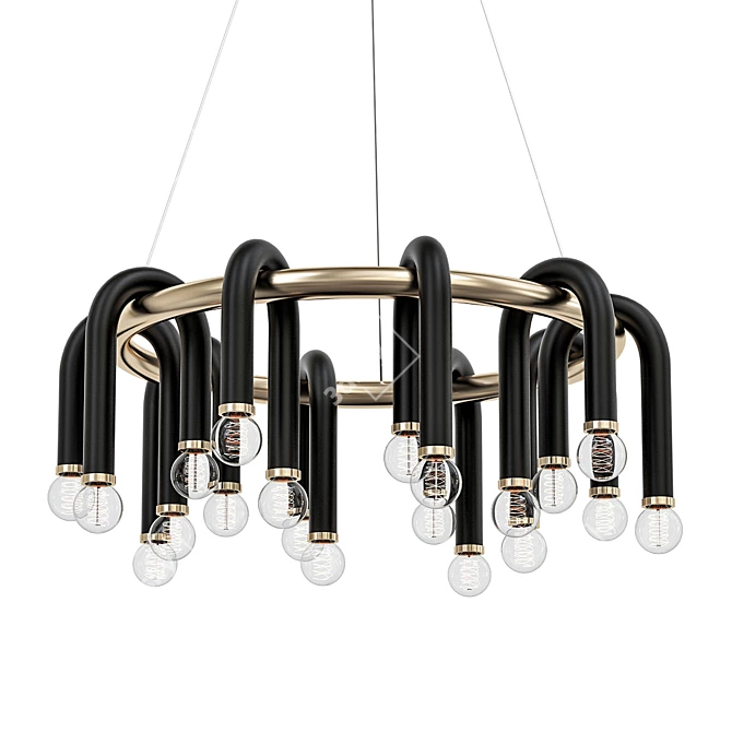 Elegant Whit Chandelier: Classic Design, Adjustable Height 3D model image 1