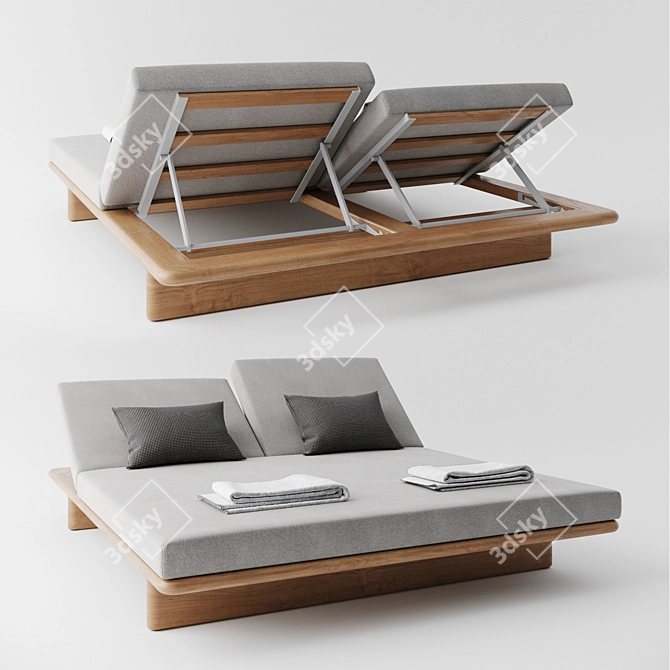 Kettal Mesh 2-Seat Deck Chair 3D model image 1