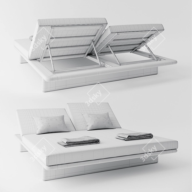 Kettal Mesh 2-Seat Deck Chair 3D model image 2