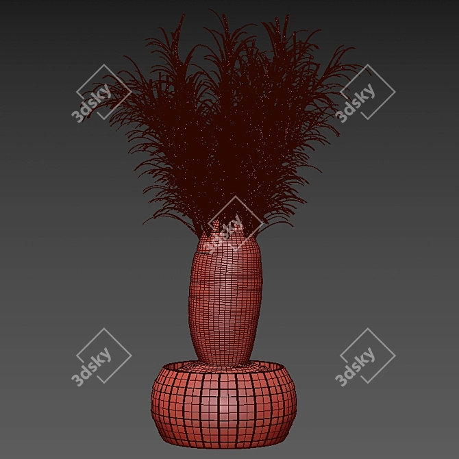 Palm-inspired Metal Vase: Green Elegance 3D model image 4