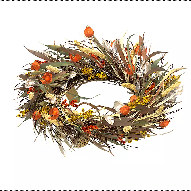 Autumn Harvest Dried Flower Wreath 3D model image 2