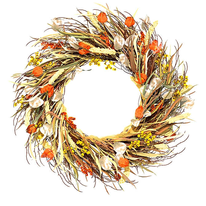 Autumn Harvest Dried Flower Wreath 3D model image 4