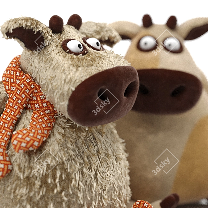 Plush Bull Toy - Symbol of 2021 3D model image 4