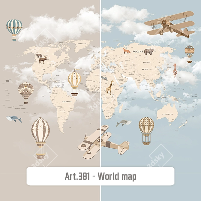 World Map Wallpapers - Art.N2-381 3D model image 1