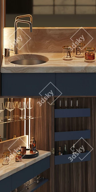 Elegant Page Bar Cabinet: Stylish & Functional 3D model image 4