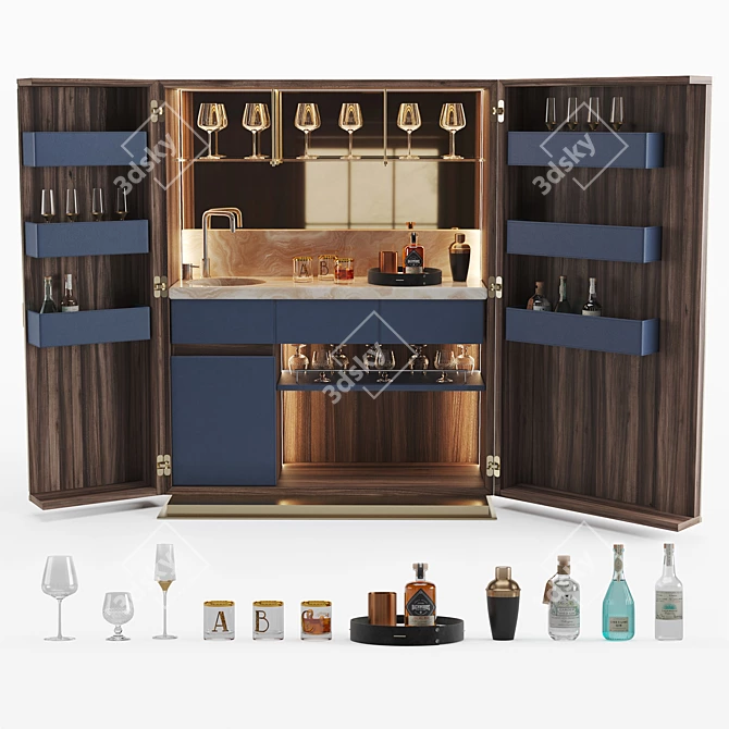 Elegant Page Bar Cabinet: Stylish & Functional 3D model image 6
