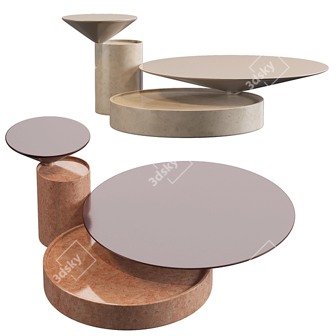 Marble Laurel Coffee & Side Table 3D model image 3
