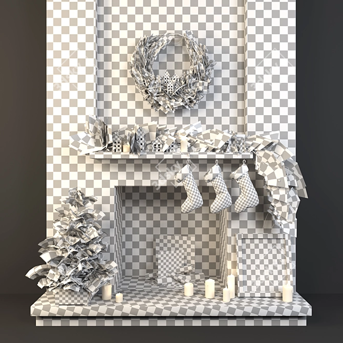 Modern Rustic Christmas Decor Set 3D model image 4