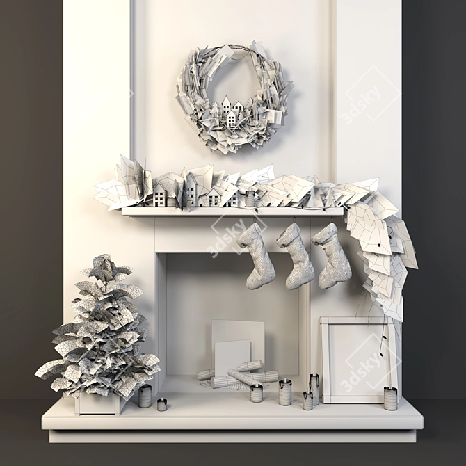 Modern Rustic Christmas Decor Set 3D model image 5