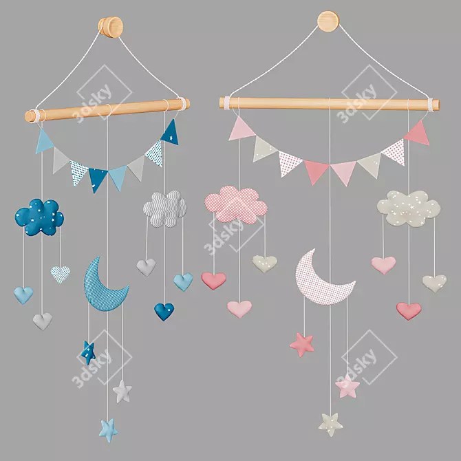 Dreamy Boho Nursery Mobile 3D model image 2