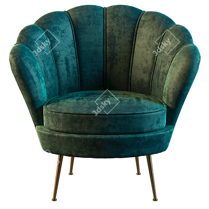 Velvet Green Garda Decor Armchair 3D model image 2