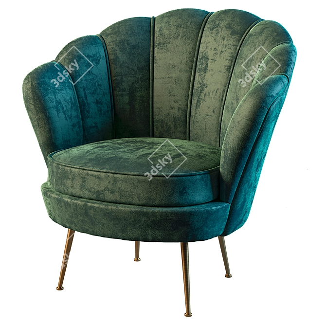 Velvet Green Garda Decor Armchair 3D model image 4