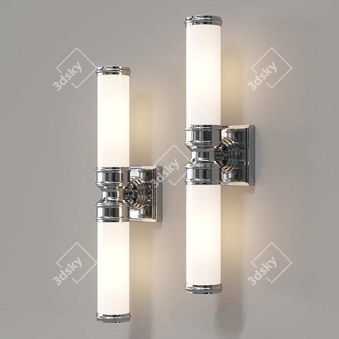 Feiss Payne2 Bath: Contemporary Chrome & Glass Bathroom Sconce 3D model image 1