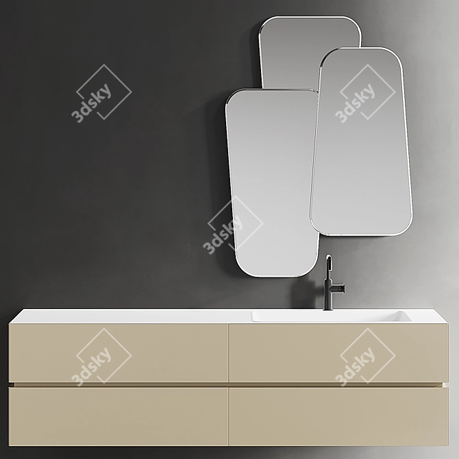 Edone Vanity Set with Integrated Sink - NIK 006 3D model image 1