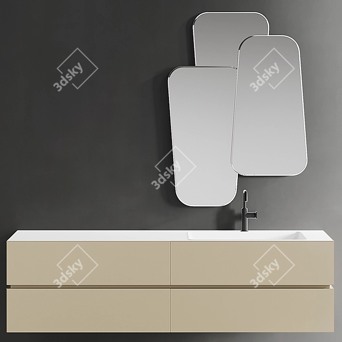 Edone Vanity Set with Integrated Sink - NIK 006 3D model image 5