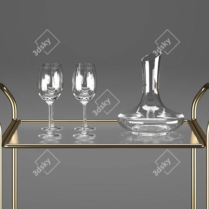 Stylish Bar Cart: Accessories Included 3D model image 2