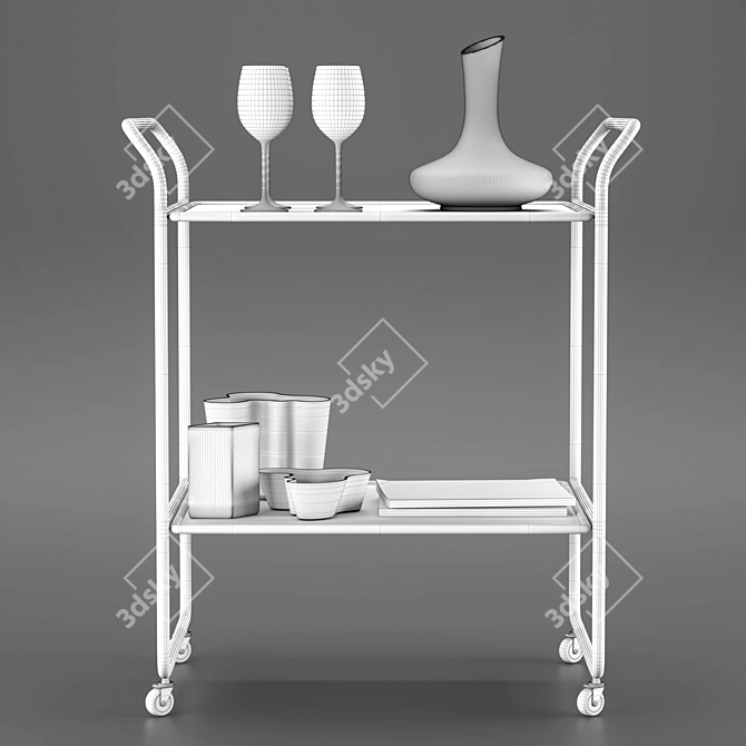 Stylish Bar Cart: Accessories Included 3D model image 4