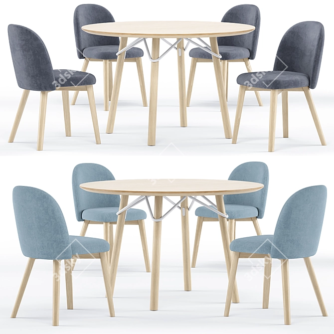 Sleek Tria Table and Tuka Chair 3D model image 1