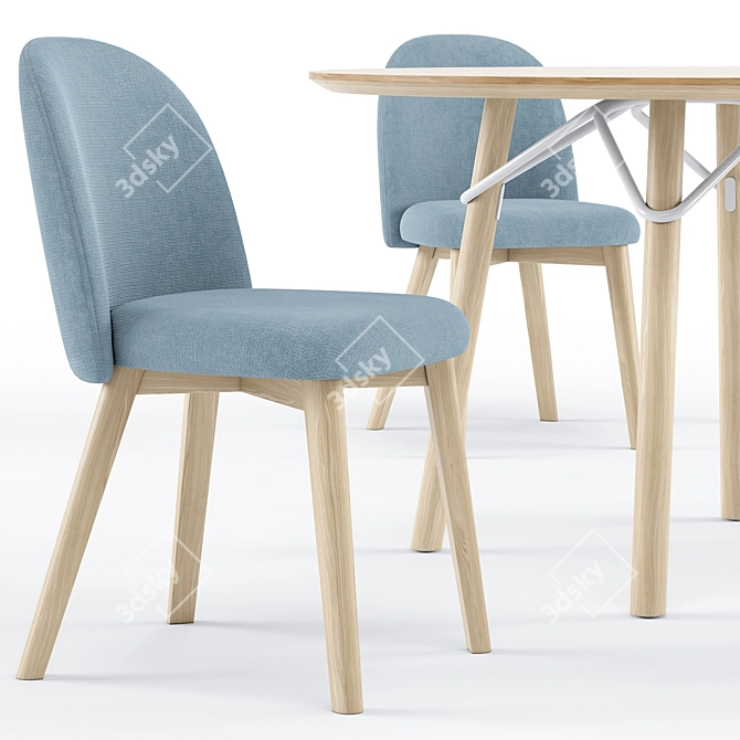 Sleek Tria Table and Tuka Chair 3D model image 4