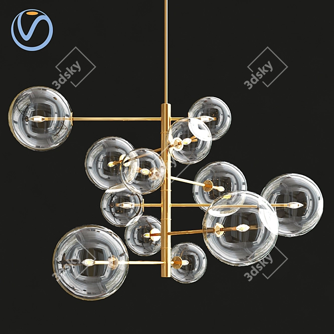 Elegant Silver Chandelier ARGENTO S 3D model image 1