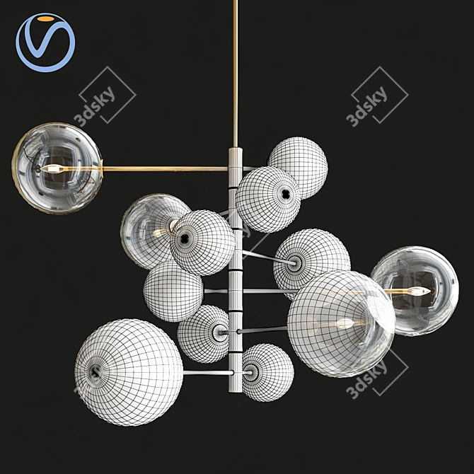 Elegant Silver Chandelier ARGENTO S 3D model image 2