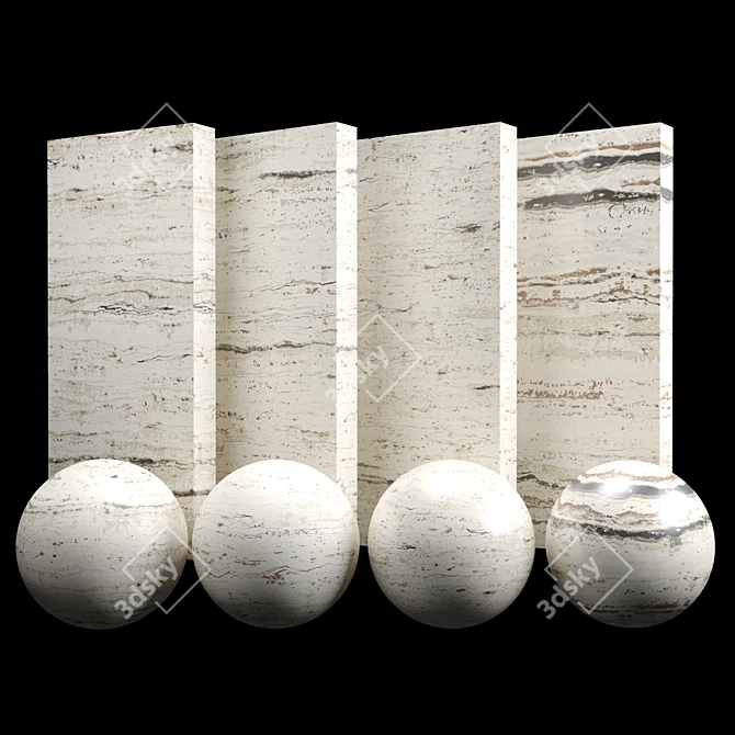 Travertine Vein Cut Stone - 4K PBR Texture 3D model image 1