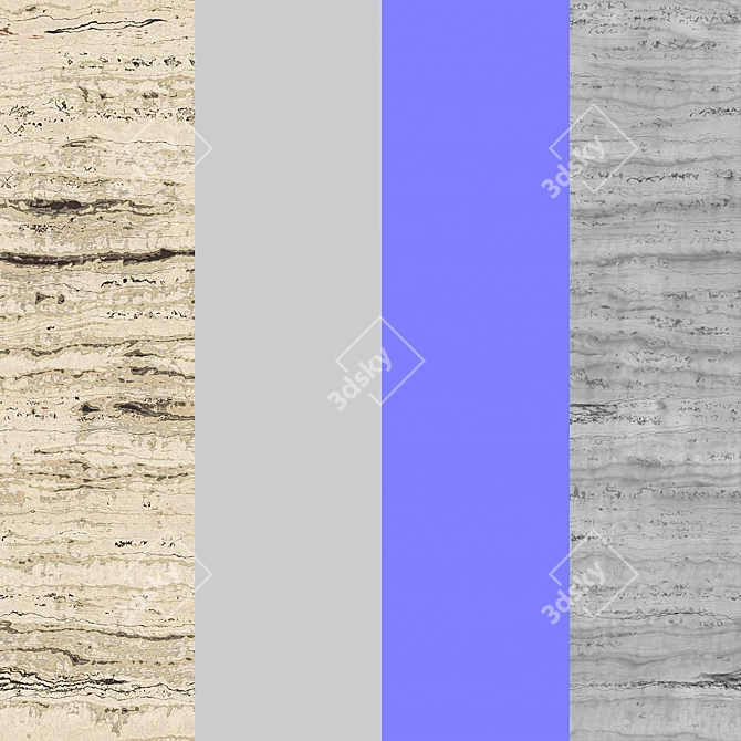 Travertine Vein Cut Stone - 4K PBR Texture 3D model image 3