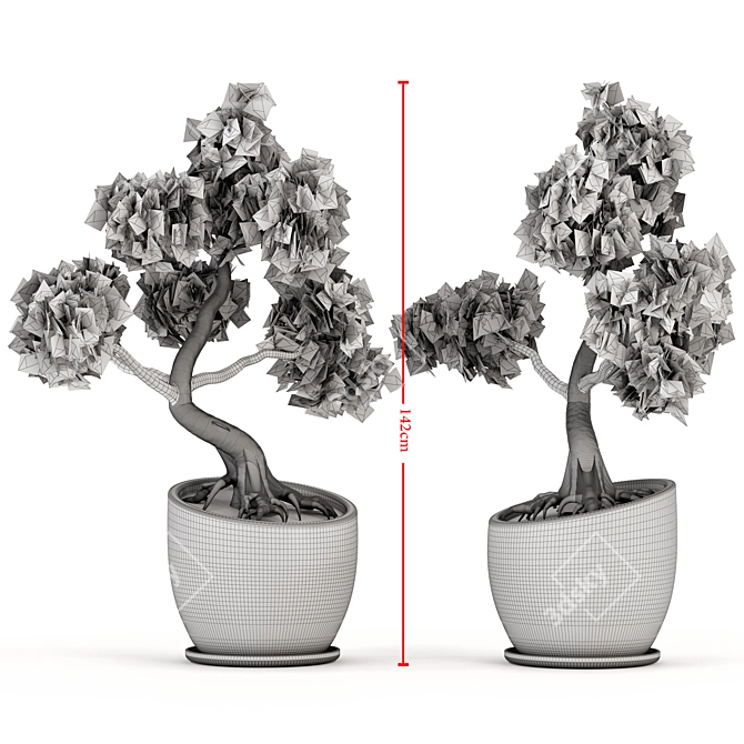 Zen Bonsai Tree Sculpture 3D model image 4