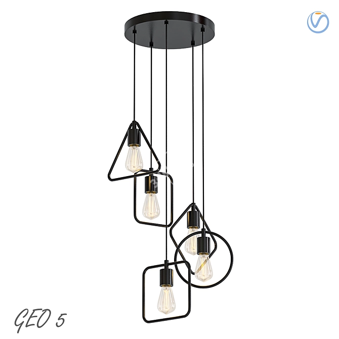 Geo 5 Pendant: Industrial Elegance 3D model image 1