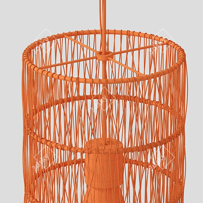 Rotang Rattan Wicker Wood Lamp 3D model image 4