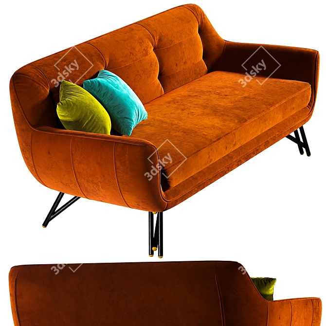 Sleek Sofa Teo with PBR Glossiness 3D model image 4