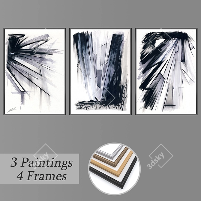 Elegant Wall Art Set with Multiple Frames 3D model image 1