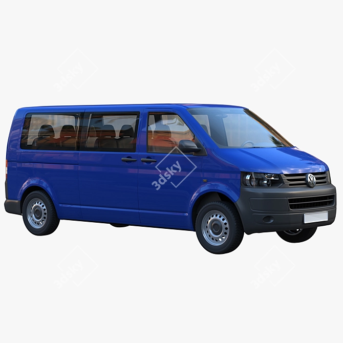 VW Transporter T5: Spacious 9-Seat Minibus 3D model image 2