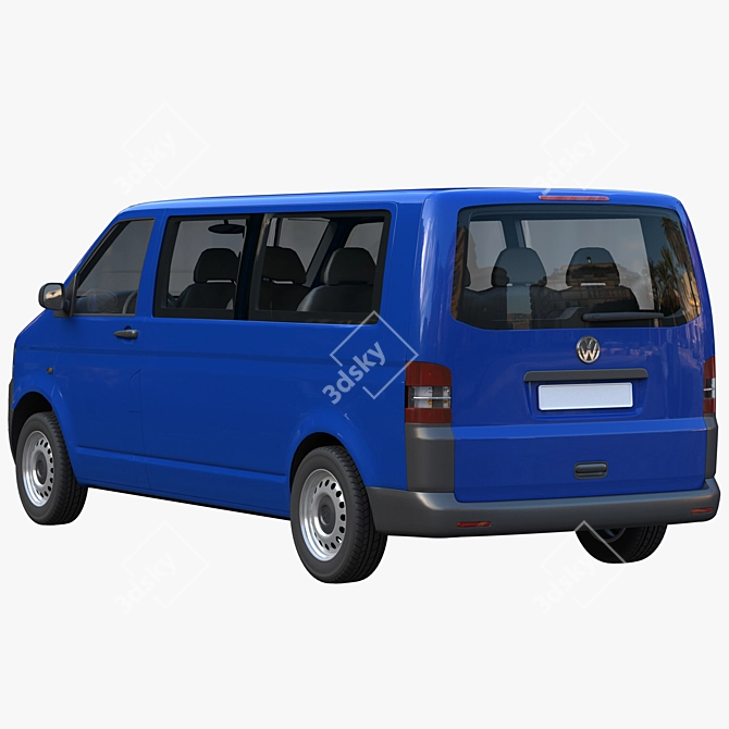 VW Transporter T5: Spacious 9-Seat Minibus 3D model image 3