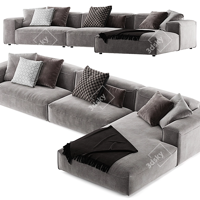 Modern and Chic Rolf Benz L Sofa 3D model image 3