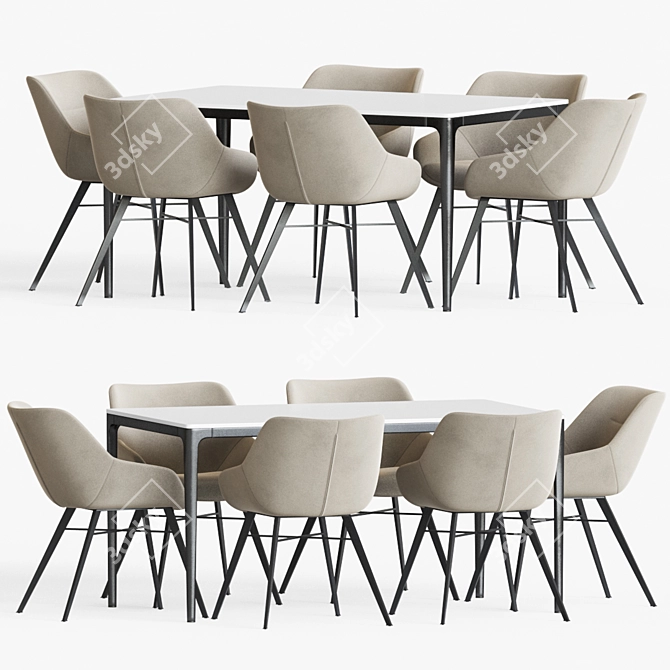 Elegant Dining Set: Luca Chair & Canto Table 3D model image 1