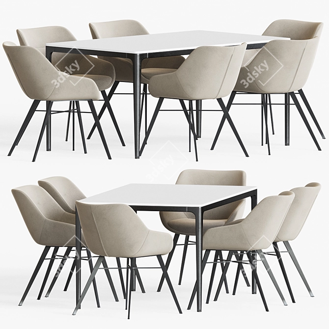 Elegant Dining Set: Luca Chair & Canto Table 3D model image 2