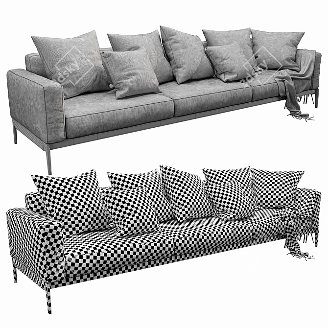 Modern Compact Flexform Romeo Sofa 3D model image 3