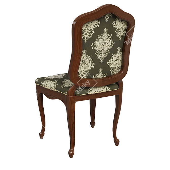 Elegant Carved Chair with Versatile Fabric Upholstery 3D model image 4