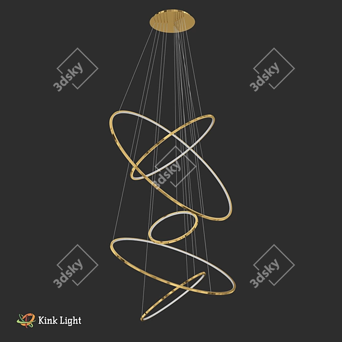 Title: Golden LED Suspension Light 3D model image 1