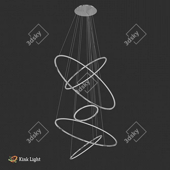 Title: Golden LED Suspension Light 3D model image 2