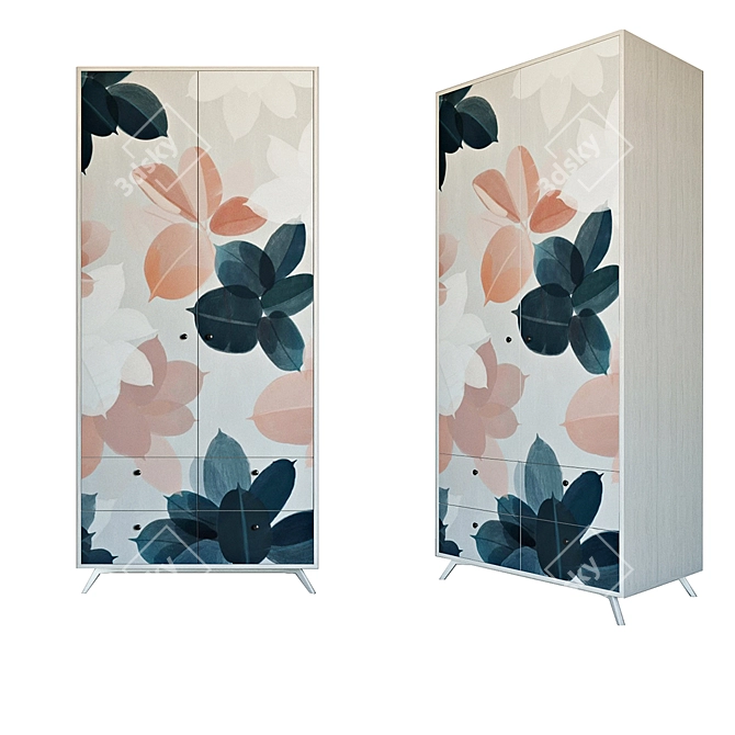 Floral Print Wardrobe: Compact and Stylish 3D model image 4