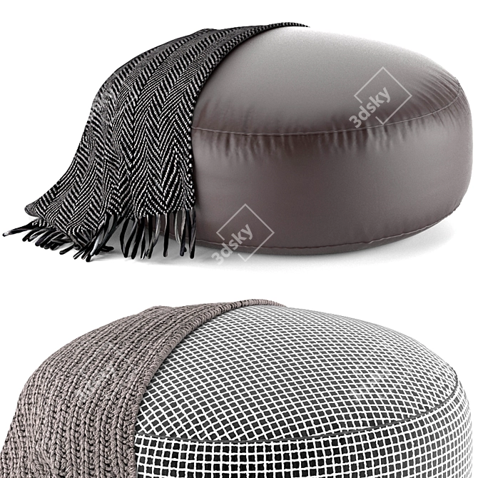 Modern Minotti Davis Pouf Set 3D model image 2