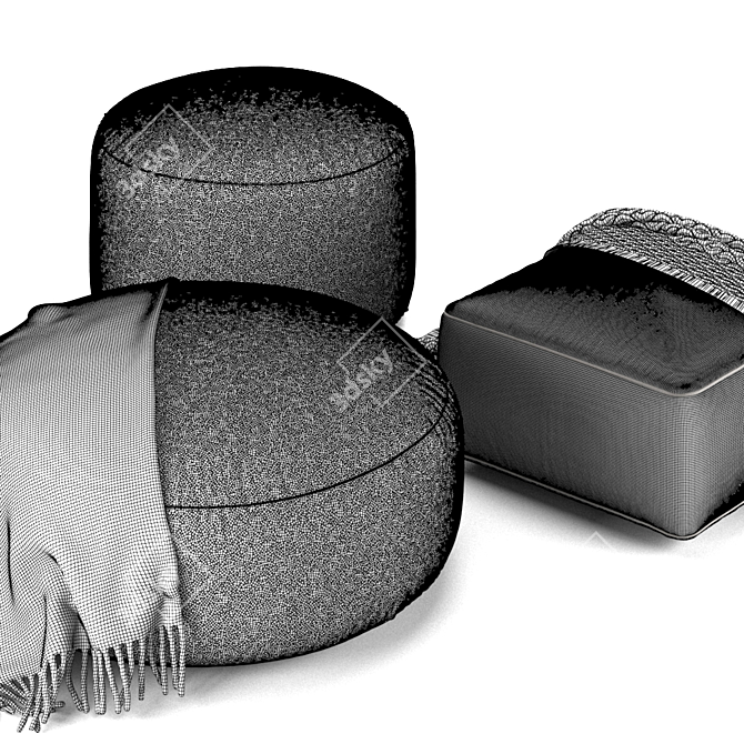 Modern Minotti Davis Pouf Set 3D model image 5