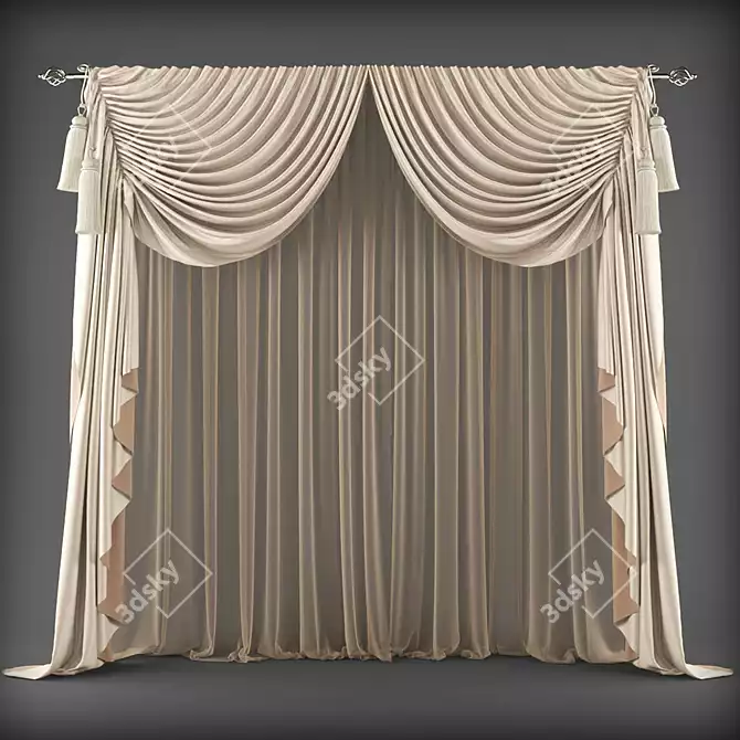 High-Quality Polys & Verts Curtains 3D model image 1