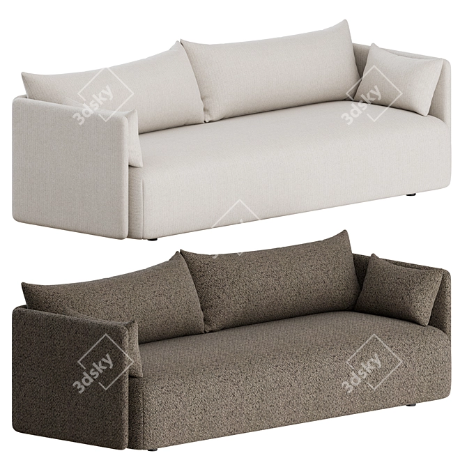 Modern Offset 3 Seater Sofa 3D model image 1