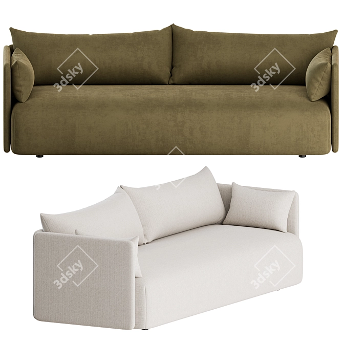 Modern Offset 3 Seater Sofa 3D model image 5