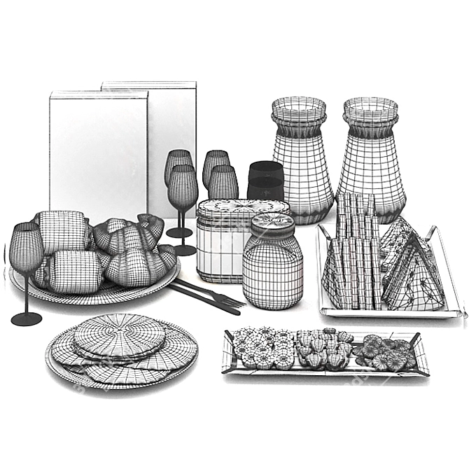 Morning Bliss: Complete Breakfast Set 3D model image 4