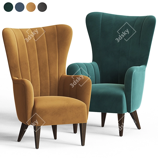 Duke Lounge Armchair: Velvet Elegance 3D model image 1
