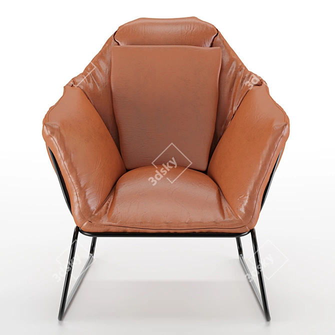 Vintage Leather Armchair: Mid Century Elegance 3D model image 3